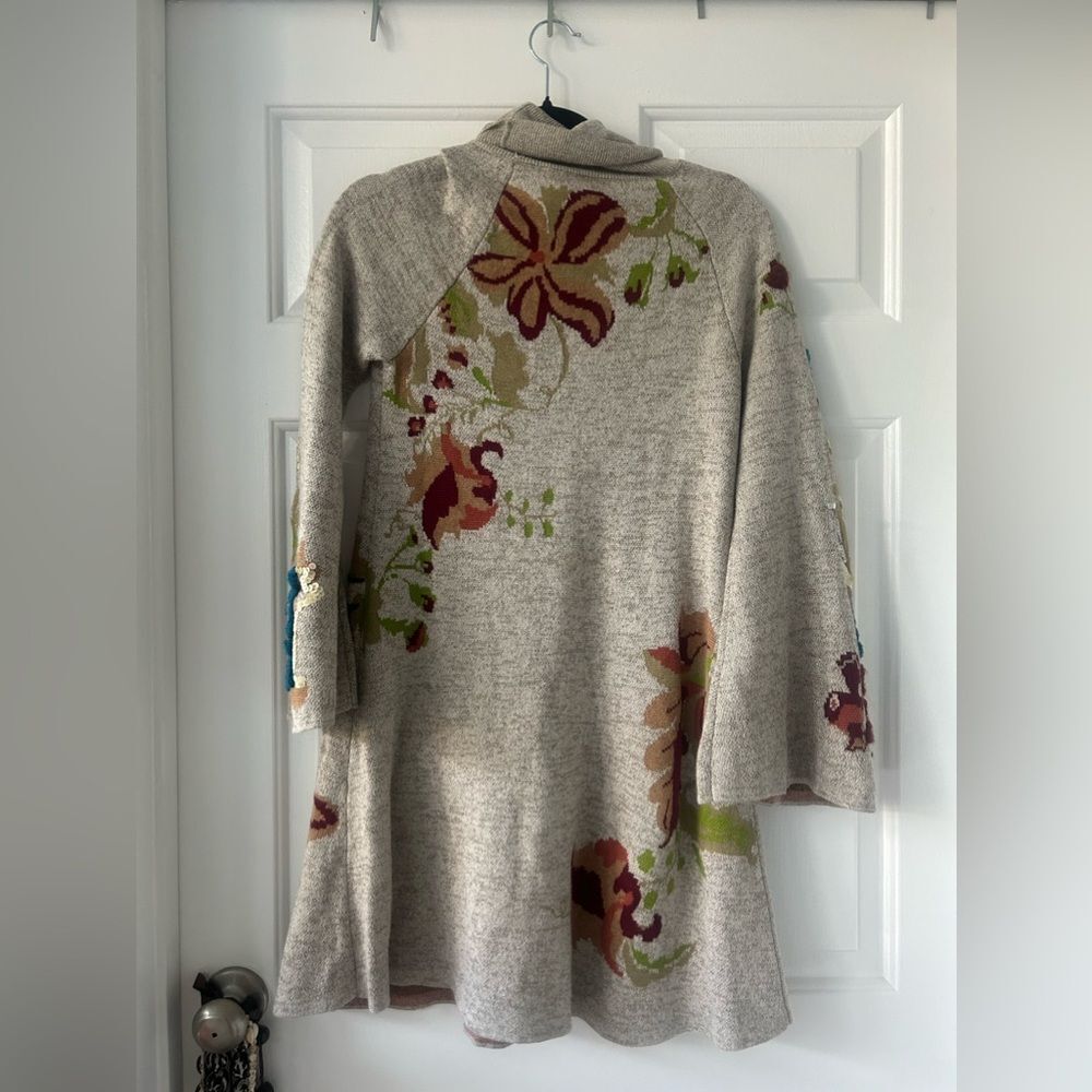 Anthropologie knitted and knotted petals swing dress sweater dress embroidered - Picture 6 of 12
